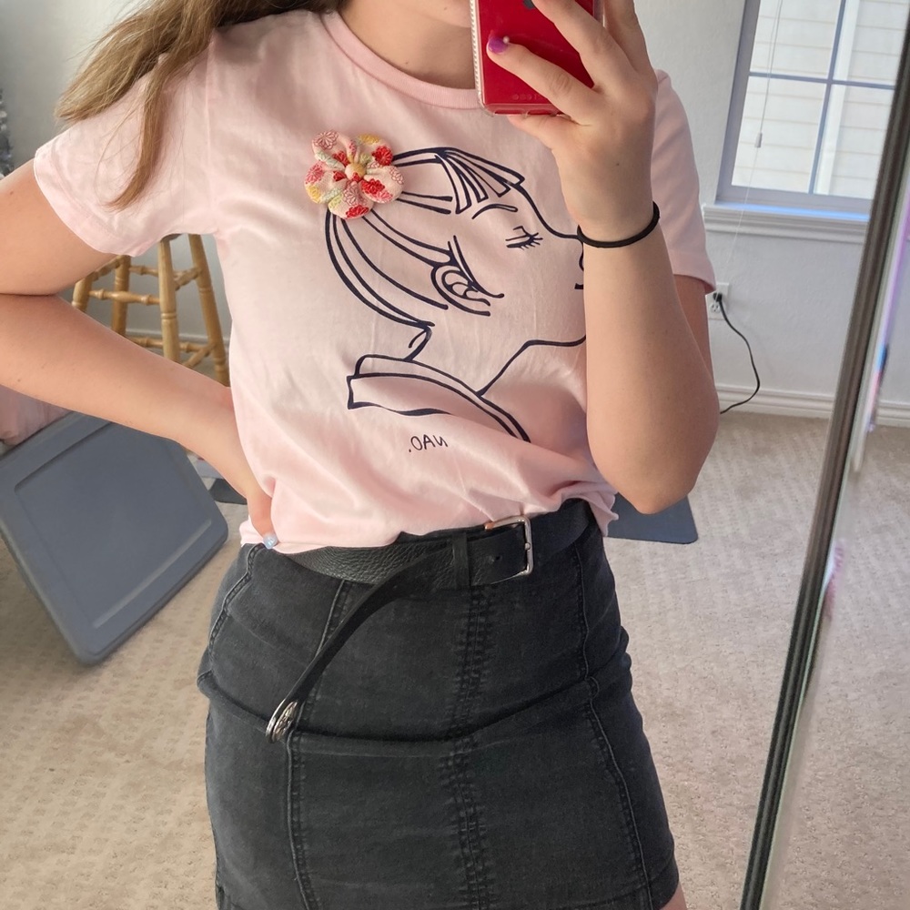 Japanese Woman Pink Shirt
